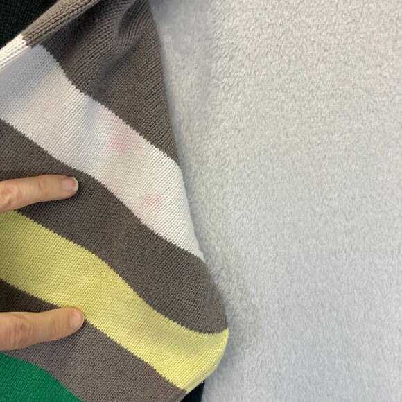 Ben Sherman Knit Cardigan Sweater Mens XXL (XL) Gray Stripe Zip Embroidered Deer - Picture 6 of 15
